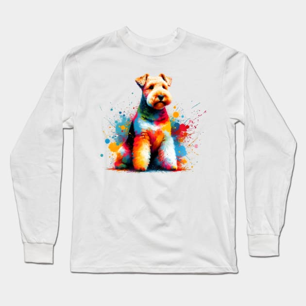 Vibrant Lakeland Terrier in Colorful Splash Art Long Sleeve T-Shirt by ArtRUs